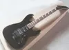 Guitarra elétrica preta brilhante com captadores SSH, Floyd Rose, escala de jacarandá com encadernação branca, 24 trastes