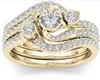 Set di anelli misti bianchi rotondi con zirconi Set di anelli di fidanzamento in argento con promessa di lusso di marca Fedi nuziali vintage per donna