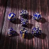 Flor de esmalte colorido semipreciosa gema solta dices feitos sob encomenda Gravar Dungeons Dungeons Dragões RPG Entretenimento Digital Entretenimento Poliedro Stone Dice 7pcs / Set