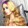 Celie 1B 27 Body Wave Spets Front Wig Ombre Human Hair Wigs 13x6 Färgade spetsar Front Wigs Human Hair 200 Density Body Wave Wig3193513