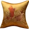 Lucky Fine Embroidery Koi Fish Sofa Chair Cushions Pillow Office Home Decor Backrest Chinese Lumbar Pillowcase 40x60 50x50 45x45 cm