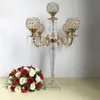 Bougeoirs décoratifs en cristal à 5 têtes, candélabres de Table, pièce maîtresse de mariage, support de pilier, chandelier de fête en plomb de route, senyu478