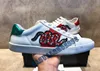 Högkvalitativ herr casual skor White Ace Green Red Stripe Italy Bee Tiger Snake Women Sneaker Trainers Chaussures Pour Hommes med Box New