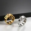 Mode Glück Blume Charme Mit Kette Ring Gold Splitter Edelstahl Liebe Versprechen Finger Ringe Für Frauen Männer Schmuck Gift197r