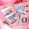 Partihandel Fashion Eyelash Packaging PU Soft Eyelash Bag with Tray Holographic Transparent Jelly Coin Purse dragkedja Bag9017638