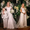 2021 Korte mouwen Zwangere jurken V Hals Lace Applique Empire Taill Sweep Train Plus Size Wedding Bruids Jurk Vestido de Novia 403 403