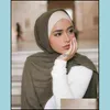 Atkılar Sarar Şapkalar, Eldiven Moda Aksesuarları Kabarcık Şifon Kadın Müslüman Başörtüsü Eşarp Hediye Kutuları Özel Şal Wrap Katı Düz ​​Renkler FOA