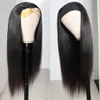 Brazilian Straight Headband Wig Human Hair for Black Women Machine Made Headband Wig Non Lace Wig