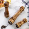 Solid Wood Pepper Mill Salt Grinders Mills Adjustable Coarseness Fine to Coarse Kitchen Dining Bar Tools Cookwear with Retail box