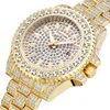 Bling Diamond Iced Out Watch Men Gold Stainless Steel Hip Hop Mens Watches Top Brand Luxury Clock Relogio Masculino Reloj Hombre B1205