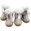 Sapatos de cão inverno Botas de neve mornas anti-derrapando sapatos de estimação para cães pequenos Chihuahua Teddy filhote de cachorro Cat Shoes antiderrapantes 4 pcs / set 201109