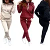 Womens Tracksuits Casual Trainingspak Vrouwen Hoodie Sweatshirt en Trekkoord Broek Kleding Warm Herfst Vrouwelijke 2 Stuk Set Plus Size