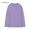 MOINWATER Vrouwen 100% Katoen Lange Mouw T-shirts voor Herfst Vrouwelijke Groen Paars Lente Solid Tees Tops MLT2138 220207