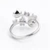 Pearl Ring Settings 925 Sterling Silver Findings Flower White Shell Zircon Pearls Mount DIY 5 Pieces