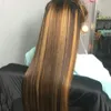 Honey Blond Ombre Färg Markera Lace Font Wigs Non Lace Brasilianska Human Hair Långt Rikt Hår 18in för svarta kvinnor 150% Täthet