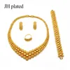 Nigeria Dubai Gold color jewelry sets African bridal wedding gifts party for women Bracelet Necklace earrings ring set collares 220105