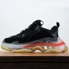 Balenciaga Triple S Новый Париж 17FW Triple S Кроссовки Мужские Женщины Повседневная Обувь Тройная S Чистый подошвой Белый Зеленый Черный Красный Радуга Спортивные Спортивные