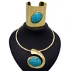 Yulaili Fine Turquoises Oval Egg Shape Gold Color Necklace Bracelet Jewelry Sets For Women Temperament Wedding Fashion Jewelery2309340