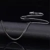 Chaîne de boîte noire de 3mm, collier tendance pour hommes, bijoux de haute qualité pour garçons, en alliage d'aluminium entier, 3 tailles, N204G1268n