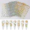 Holografische 3D Vlinder Nail Art Stickers Adhesive Sliders Kleurrijke DIY Golden Silver Nail Transfer Decals Foils Wraps Decoraties