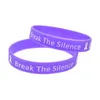 100PCS Fine della violenza domestica Il silenzio Bracciale in gomma Riempito di inchiostro Logo Viola Formato adulto Promozione Gift239r