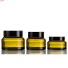 12 x Portable Refillable Blue Amber Green Cream Glass Jar With Black Lids white Seal Container Cosmetic Packaging Potgood qualtity
