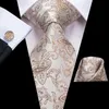 Bow Ties Brown Champagne Paisley Silk Wedding Tie For Men Handky Cufflink Gift Slips Design Business Party Dropship Hi-Tie Fred22