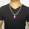 Hip Hop Iced Zircon Ankh Cross Pendant With 4mm Tennis Chain Necklace Set Micro Pave CZ Stones Men Jewelry223G