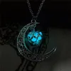 Glow in the Dark Moon Necklace Fluorescence Love Locket Halsband Kvinnor Halsband Fashion Jewelry Will och Sandy New