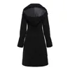 Gothique Long Trench-Coat Noir Slim Asymétrique Bouton Collier Bouton Élégant Automne Hiver Vintage Goth Overcoat Outwear 211228