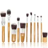 11PCS Bamboo Makeup Brushes Set With Cloth Bag Face Foundation Brush Powder Blusher Eye shadow Brush Sets