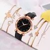 Women's Watches Bracelet Set Romantic Starry Sky Quartz Watch Leather Belt Diamond Ladies Simple Dress Female Watch