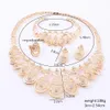 African Beads Fine Jewelry Set Gold Color Crystal Women Wedding Necklace Bracelet Earring Ring Party Set