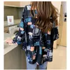 Woman 3D Retro Printing Blouses Fashion Trend Casual Turn Down Collar Cop Top Designer Famale Spring Long Sleeve Loose Chiffon Shirts