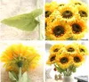 Artificial Silk Sunflower Wedding Bridesmaids Flower Mini Bouquet Baby's Breath Bunch Home Party Wedding Table Decoration