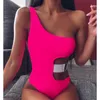 Peachtan Onepiece Leopard Swimsuit Female Monokini Hollow Out ملابس السباحة امرأة مثير برازيلي بيكيني واحد الكتف