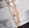V gold material Luxurious quality bangle punk charm bracelet with diamond two colors plated for women wedding jewelry gift PS