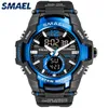 Smael New Fashion Dual Time Led Digital Watch Men Waterproof Chronograph Casual Mens Sport Quartz Watches Saat Relogio Masculino 2258r