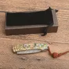 Offre spéciale 6.7 "couteau pliant de poche Damas lame en acier damas coquille d'ormeau poignée EDC couteaux de poche avec sac en nylon
