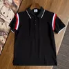 Polo clásico de manga corta personalizado de alta calidad con patrón de rayas y bordado de letras para hombre M-3xl