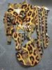 Club Party Nightclub Singer Dance Costume Sexy Stage Wear Leopard Print Bubble Sleeve Tops Shorts Hat Performance Outfit Jazz Team Show Clothes