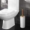 Bambu Kat-Ayakta Tuvalet Fırçası Taban Banyo Tuvalet Temizleme Fırçası Tutucu WC Aksesuarları Y200407