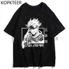 Jujutsu kaisen anime t-tröjor gojo satoru rolig manga tryckta t-tröjor män kvinnor sommar mode kort ärm hipster t-shirts y220208