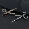 Women Girls Scissor Hair Accessories Crystal Hairpins Rhinestones Clips Headwear Hair Styling Tools Gold/Silver