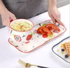 Obst-Keramik-Frühstücksschüssel, Geschirr-Sets, Geschirr, Netz, rot, Essensset für eine Person, kreative handbemalte Schüsseln mit farbigem Griff