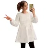 6602 # branco algodão maternidade blusa primavera camisa de moda coreana roupas para mulheres grávidas doce gravidez tops drop frete lj201123