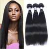 Brazlian Straight Human Virgin Remy Hair Weaves Natural Black Color Dubbla Inslag Kan Färgas Blaeached 3st/lot Hårförlängningar Gratis fraktnål