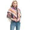 Winter Schal Gestreifte Quaste Frauen Schals Stricken Pashmina Bandana Warme Quadratische Schals Decke Dame Schals Neck Wraps Mädchen Zubehör DW6153