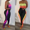 Mulheres Nightclub 2 peças Terno Sexy Halter Gradient Fringe Tube Top 2 Peça Terno Novas Chegadas 2021