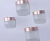 Nyaste frostat glasburkar krämflaskor runda form kosmetiska behållare med ros guld keps för ansiktskräm smink packning sn4930